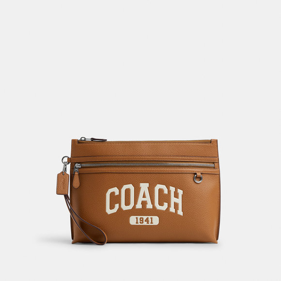 NWT Coach Outlet Carry All Pouch With Varsity - Picture 1 of 3